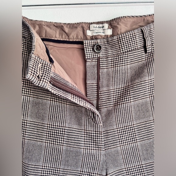 L.L. Bean Vintage Womens Windowpane Cotton Trousers Classic Fit Size 8 M/T Lined - Picture 4 of 10